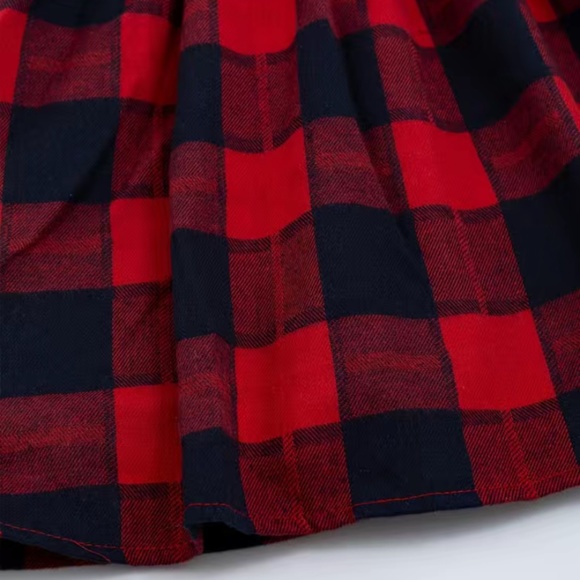 Sweet smocked red and black plaid Christmas tree dress - Picture 7 of 8